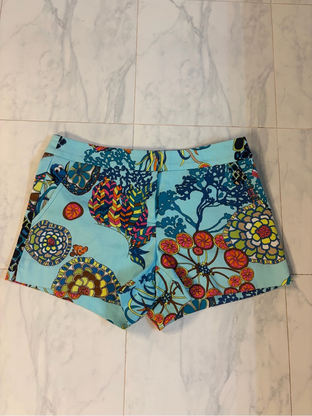 Trina Turk "Finding Nemo" Blue Tropical Shorts